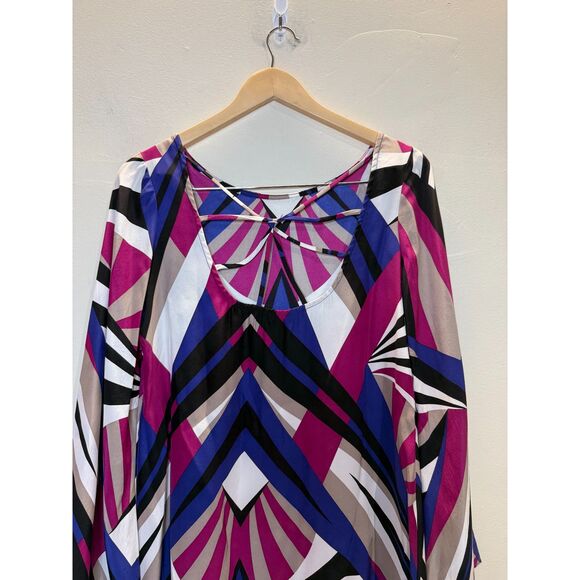 Alice Trixie Women's Size Small Blue Pink Vibrant Silk Mini Dress - Picture 3 of 5